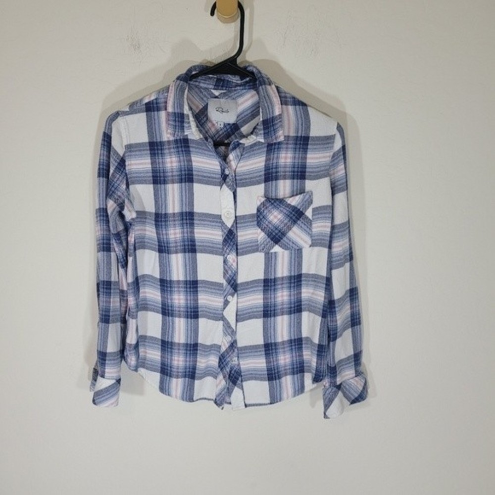 Rails Blue Plaid Soft Button Up Flannel Small - image 1